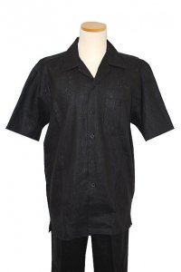 Successos 100% Linen Black Pleated 2 Pc Outfit # SP3200