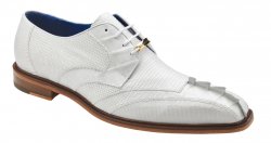Belvedere "Valter" White Genuine Caiman Crocodile and Lizard Dress Shoes.