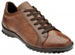 Belvedere "Arena" Honey Genuine Ostrich / Soft Calfskin Leather Casual Sneakers 3309.