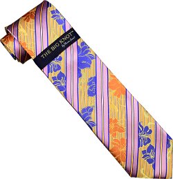 Steven Land Collection "Big Knot" SL054 Mauve / Royal / Peach Diagonal Paisley Design 100% Woven Silk Necktie/Hanky Set