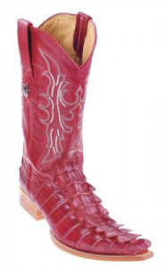 Los Altos Red All-Over Crocodile Print Cowboy Boots 3952212