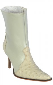 Los Altos Ladies Winterwhite Genuine Ostrich Short Top Boots With Zipper 360304