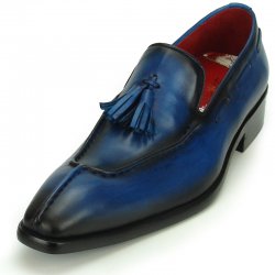 Encore By Fiesso Blue Genuine Leather Tassel Loafers FI8701.