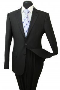 R&B LTR3001-11 Black Slim Fit Super 160's Merino Wool Suit