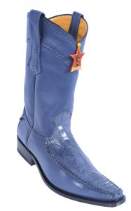 Los Altos Blue Jean Genuine Ostrich Leg With Deer Square Toe Cowboy Boots 770514