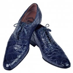 Mauri "Echo" 1078 Wonder Blue Genuine Alligator Hand-Painted Shoes
