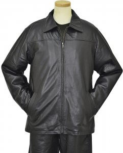 Vintage Black Genuine Lambskin Leather Coat With Zip Out Fur Lining 28200