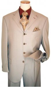 Extrema by Zanetti Eggshell/Taupe Stitching Super 130s Wool Suit