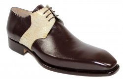 Fennix Italy "Arthur" Chocolate / Bone Genuine Alligator Oxford Shoes.