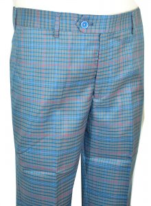 Cielo Teal / Fuchsia / Multi Color Micro Plaid Slim Fit Dress Pants P3564