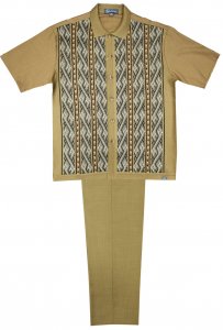 Silversilk Dark Camel / Brown / Beige Hand Woven Short Sleeve Knitted Outfit 8208
