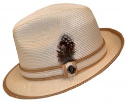Bruno Capelo Cream / Camel Fedora Braided Straw Hat BC-702