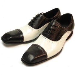 Fiesso Black & White Genuine Italian Calf Leather Shoes FI8213