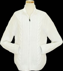 Cielo White Knitted Zip-Up Jacket Sweater K162
