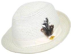 Stacy Adams Off-White Panama Straw Dress Hat
