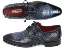 Paul Parkman ''022PYT-NAVY" Navy Genuine Python Ghillie Lacing Shoes.