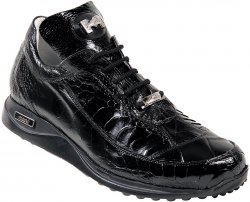 Mauri "Flow" 8895 Black Genuine Alligator / Ostrich Leg Sneakers