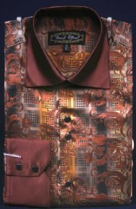 Daniel Ellissa Tan Fancy Polyester Shirt With Button Cuff FSS1407.
