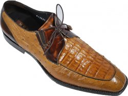 Mezlan "13498" Tobacco / Taupe Genuine Crocodile / Ostrich Shoes