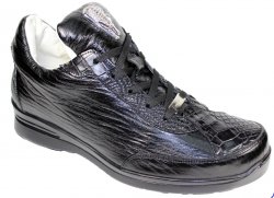 Fennix Italy "Alex" Black Genuine Alligator / Deer Sneakers.