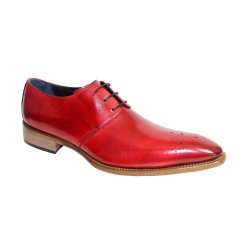 Duca "Pavona" Red Calf-skin Genuine Leather Derby Oxford Shoes.