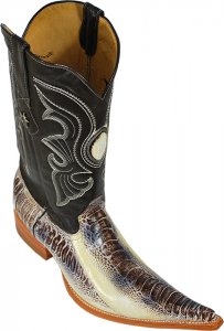 Los Altos Chocolate / Butter Genuine All-Over Ostrich Pointed Toe Cowboy Boots 1960549