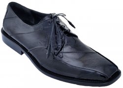 Los Altos Black Genuine All-Over Eel Dress Shoes With Laces ZV030805