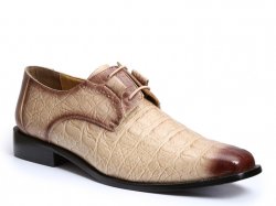 Giorgio Brutini "Hendricks" Beige / Brown Hornback Crocodile Print Shoes 21092