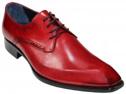 Duca Di Matiste "Arpino" Red Genuine Italian Calfskin Lace-Up Shoes.