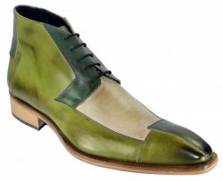 Duca Di Matiste 65 Green Tri-tone Genuine Italian Calfskin Ankle Boots.