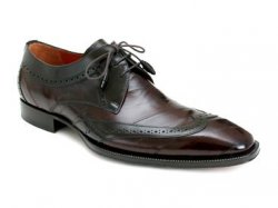Mezlan "Young" 3384AN Brown All-Over Genuine Eel Wing-Tip Shoes