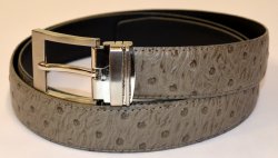 Serpi Smoke Grey Ostrich Print Genuine Leather Belt F1/30