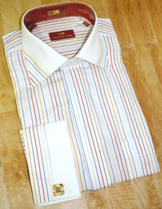 Steven Land White/Multicolor Stripes 100% Cotton Shirt