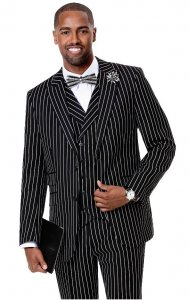 E. J. Samuel Black Classic Fit Vested Suit M2729.