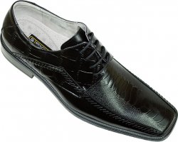 Stacy Adams "Fulbright" 24549 Black Alligator / Ostrich Print Shoes