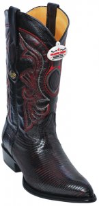 Los Altos Black Cherry Genuine All-Over Lizard J-Toe Cowboy Boots 990618