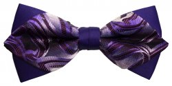 Classico Italiano Plum / Purple / Lavender Double Layered Paisley Design 100% Silk Bow Tie / Hanky Set BT058