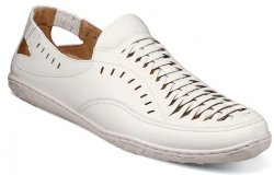 Stacy Adams "Ibiza" White Woven Leather Lined Casual Slip-On Loafers 25440-100