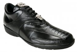 Belvedere "Bene" Black Genuine Ostrich and Soft Calfskin Leather Casual Sneakers 2010.