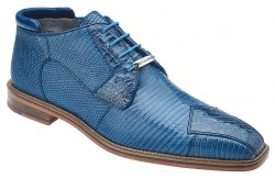 Belvedere "Napoli" Blue Jean Genuine Crocodile / Lizard Oxford Ankle Boots 1479.