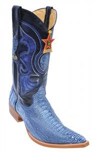 Los Altos Rustic Blue Genuine Ostrich Leg 3X Toe Cowboy Boots 950582