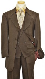Solo 360 Men's Brown Super 140's Wool 3 Piece Fashion Vested Suit S217