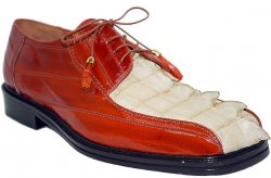 Romano "Lucas" Rust/Cream Genuine Crocodile Tail/Eel Shoes