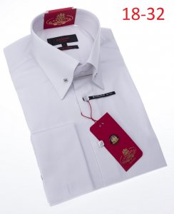 Axxess White With Collar Bar 100% Cotton Modern Fit Dress Shirt 18-32.
