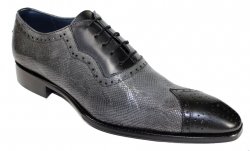 Duca Di Matiste "Marino" Black / Grey Genuine Calfskin Lace up Oxford Shoes.