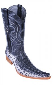 Los Altos Black Genuine Crocodile 6X Pointed Toe Cowboy Boots 96T0105