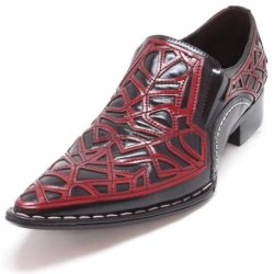 Fiesso Black / Red Genuine Leather Loafer Shoes FI6741