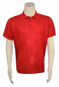 Pronti Red Knitted Microfiber Casual Short Sleeve Polo Shirt K6413