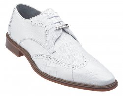 Belvedere "Amato" White Genuine Crocodile And Italian Calf Oxford Shoes 1619