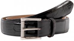 Mauri "IC008" Black Genuine Alligator Belt